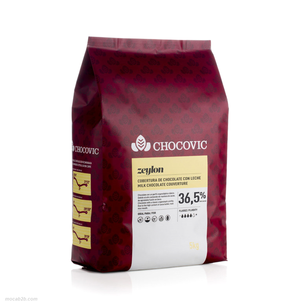Copertura al latte Zeylon Chocovic con il 36,5% di cacao, ideale per lavorazioni artigianali in pasticceria e pralineria. Zeylon Chocovic si distingue per il suo profilo aromatico equilibrato, con note dolci e cremose di latte che si fondono armoniosamente con il gusto del cacao. Perfetto per stampi, ricoperture e ganache; Ottima fluidità; Formato in gocce – facile da sciogliere, Prodotto professionale di alta qualità. 