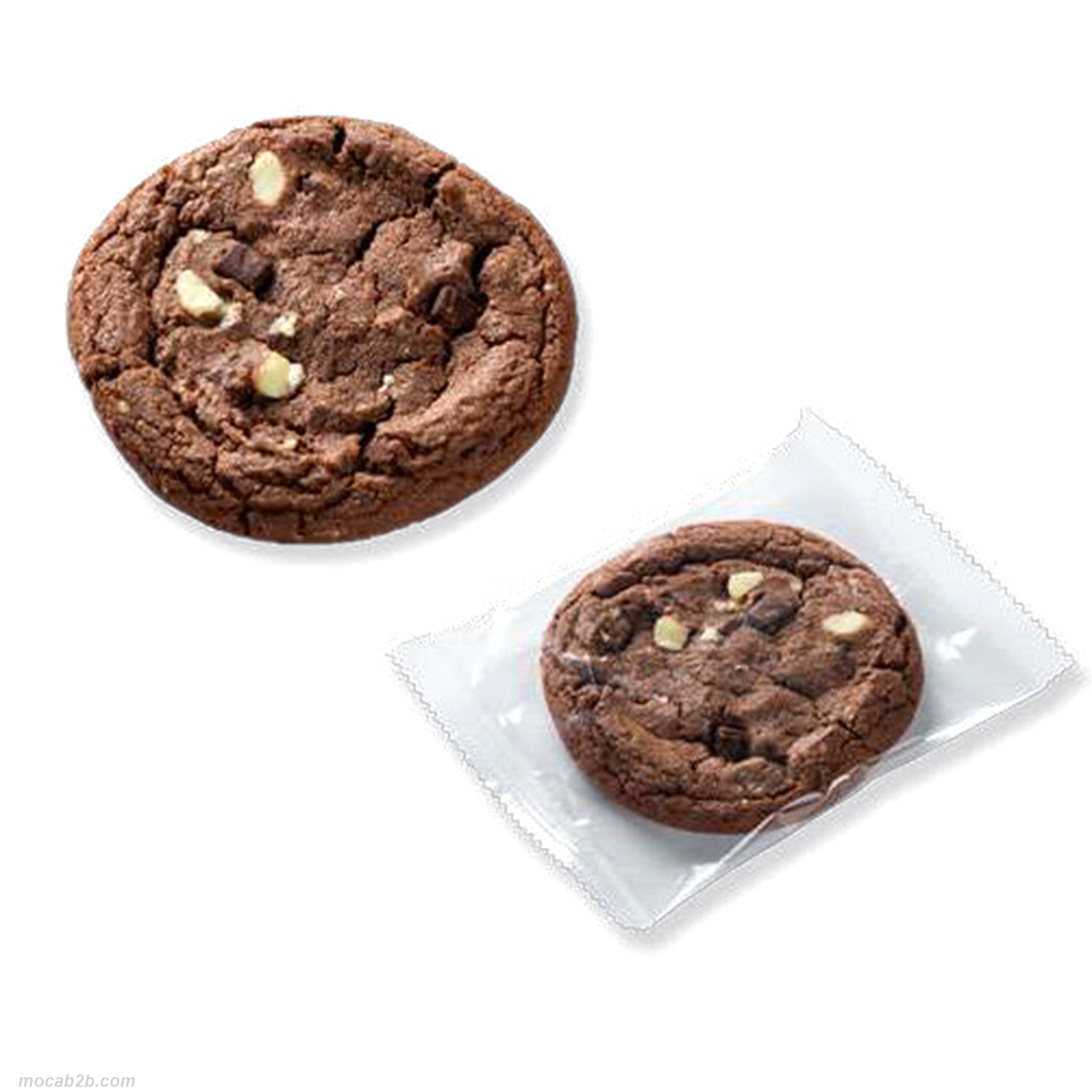 Cookies imbustato singolarmente, gusto cioccolato. 