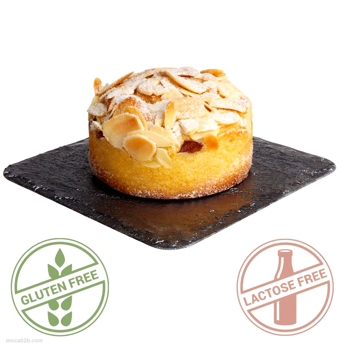 Monoporzione 95 gr. Fondo di pasta frolla con burro delattosato con frangipane alle mandorle e mele saltate e aromatizzate. SENZA GLUTINE ESENZA LATTOSIO 