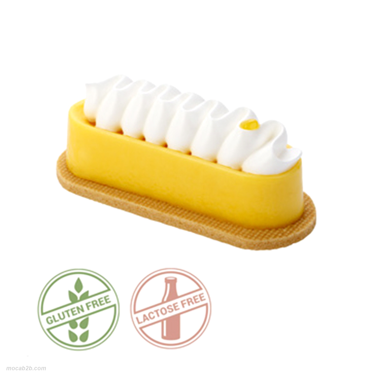 Monoporzione. Biscotto di frolla al burro delattosato e crema di limone con cuore morbido di limone e yuzu accompagnato da una meringa profumata al limone. Dimensione: 11x4 cm - altezza 4 cm. Peso: 85 g. 