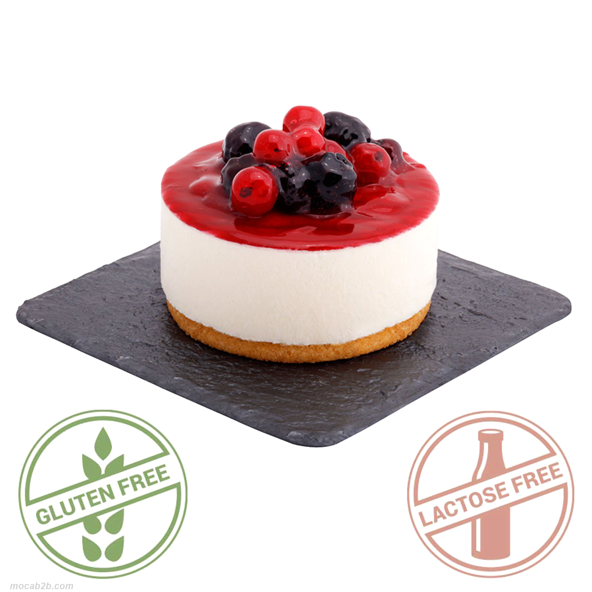 Monoporzione 100 gr. Gustoso semifreddo dalle note inconfondibili di crema ai formaggi, con glassa ai frutti di bosco. SENZA GLUTINE E SENZA LATTOSIO 