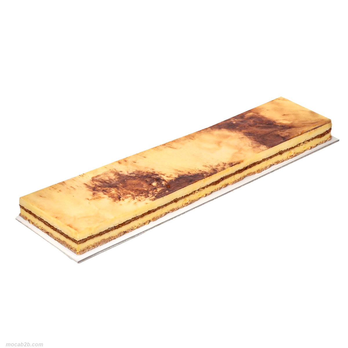 Semifreddo al tiramisù. Base croccante, mousse al mascarpone e vaniglia, bisquit al caffè, mousse al mascarpone e vaniglia, cacao marmorizzato e lucido in superficie. 