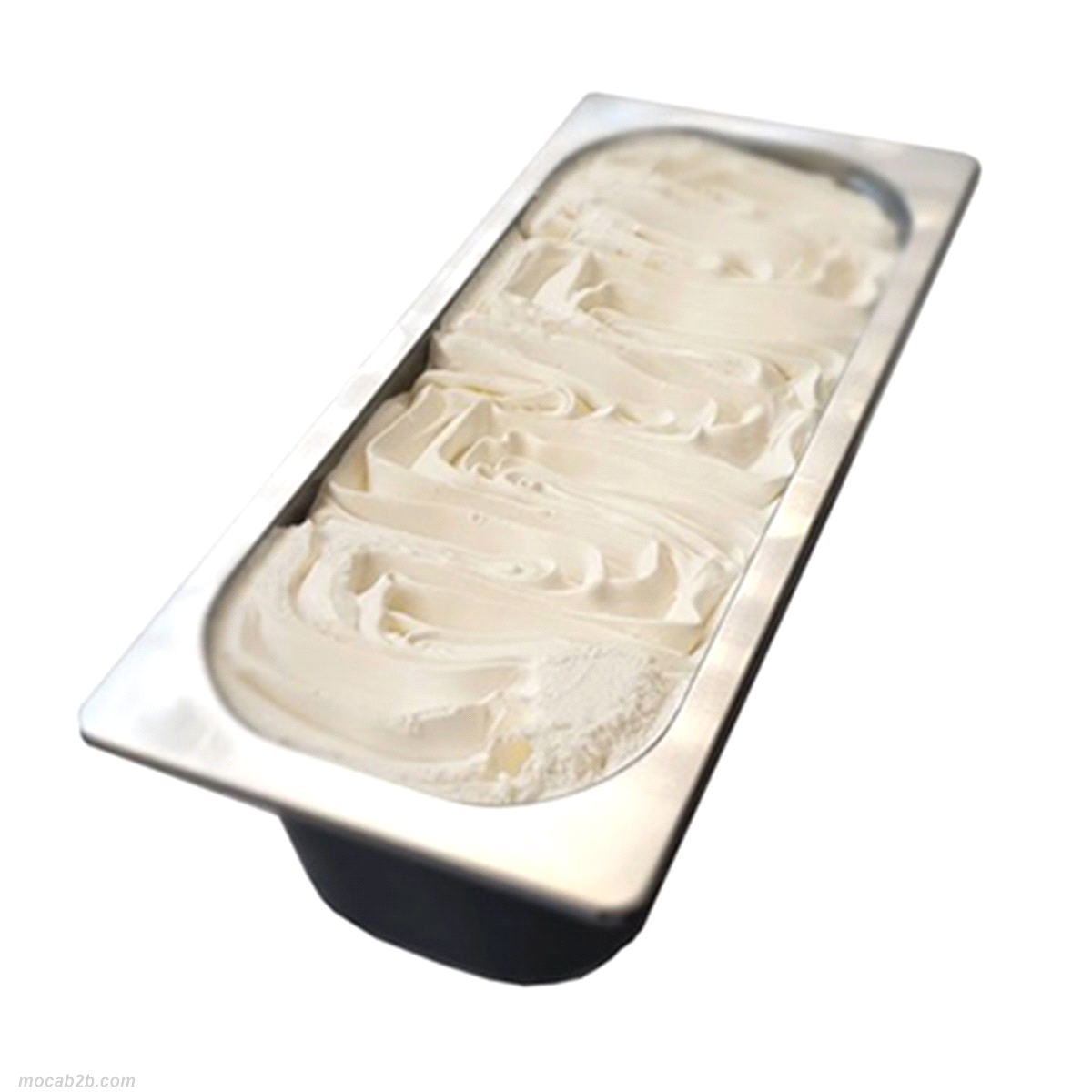 Vaschetta di gelato al gusto di fiordilatte. Chiusura ermetica con coperchio in plastica trasparente. 