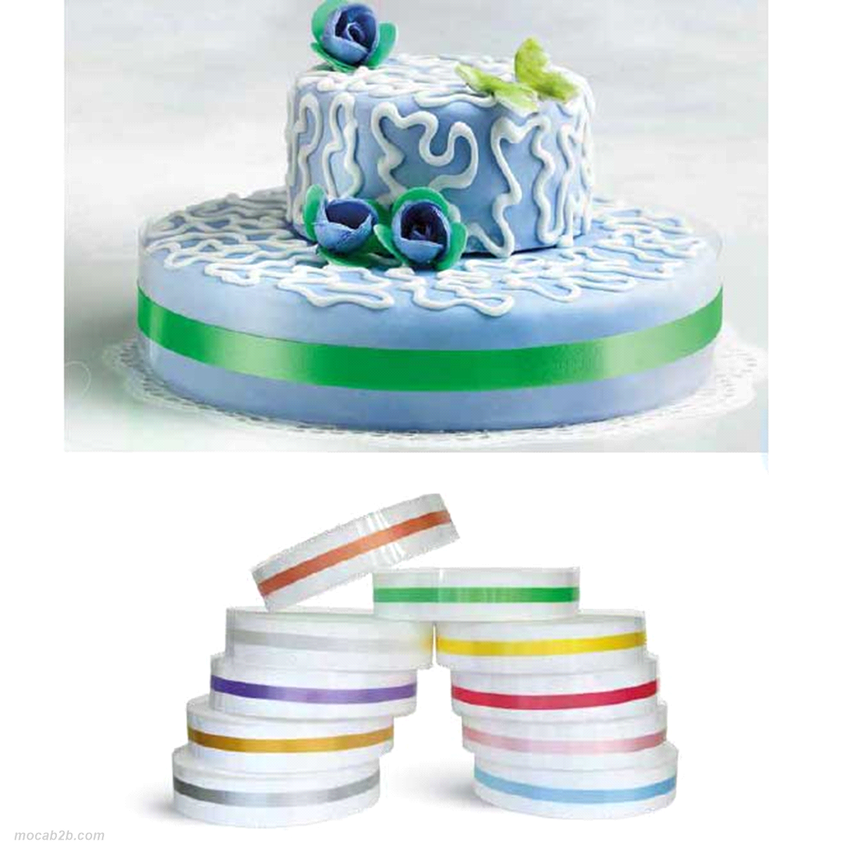 Nastro girotrta trasparente in plastica con striscia interna colorata 