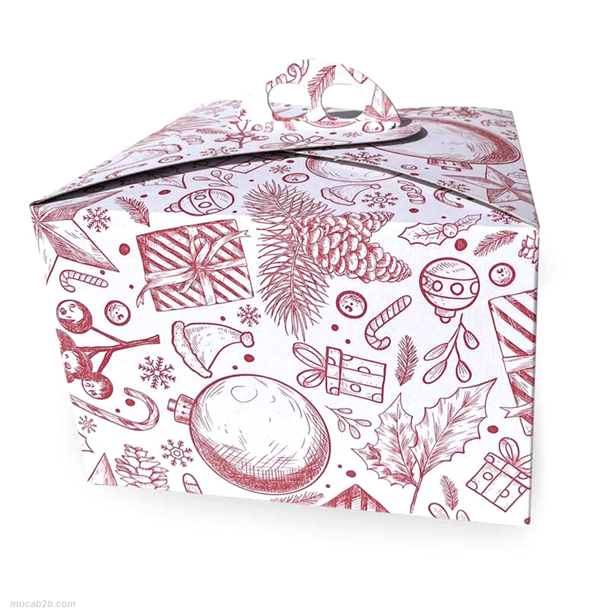 Porta panettone basso da 1 Kg. Blendy Magico Natale 24x24x16 in cartoncino ecologico. 