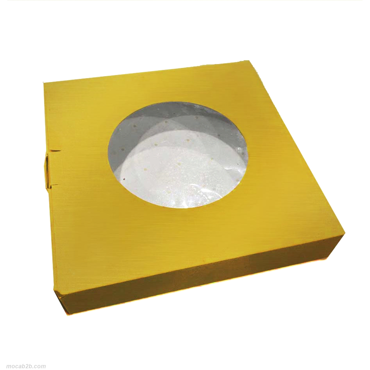 Scatola porta crostata colore oro lucido con finestra trasparente 15x15 xh.4cm 