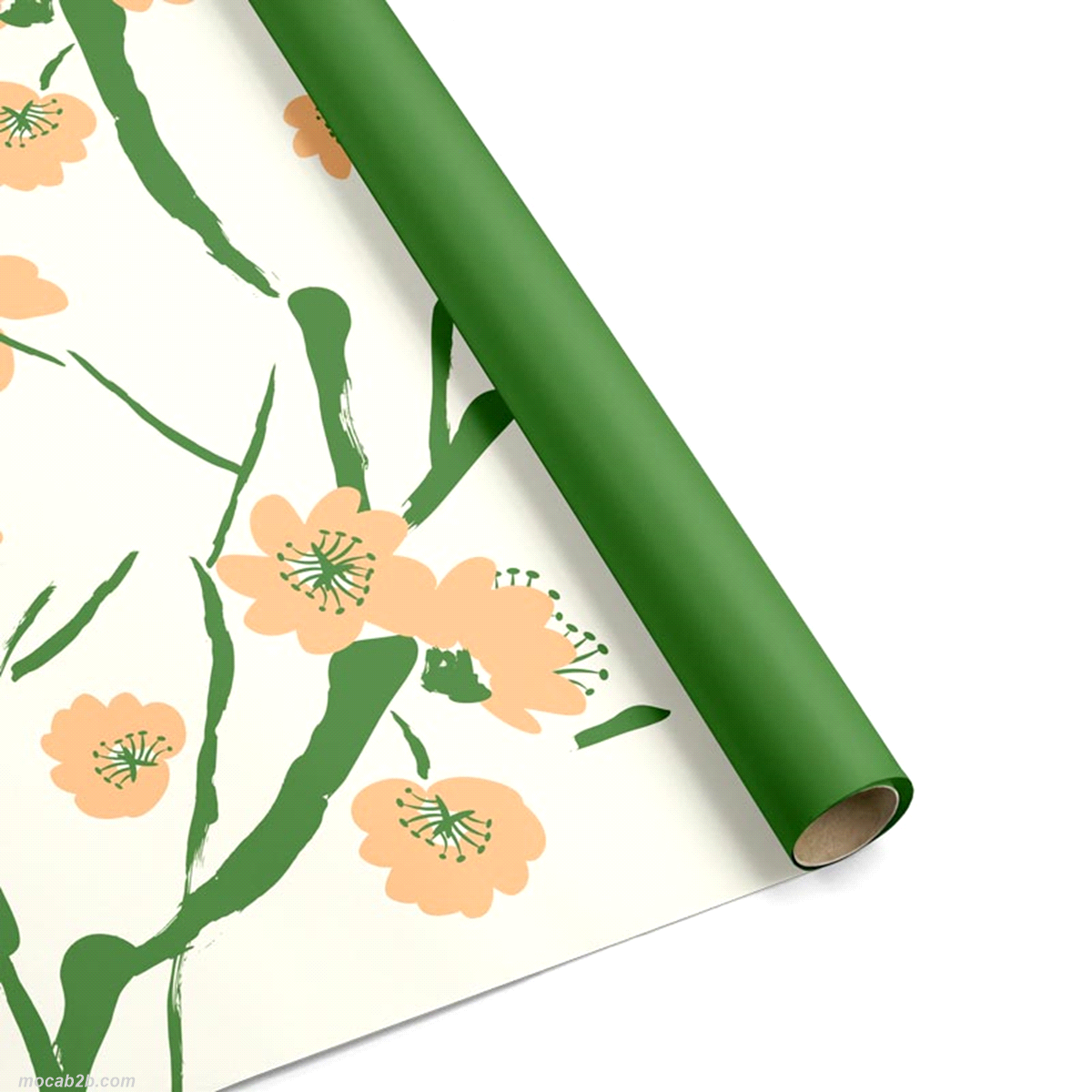 Bobina perlata 40my fiore di pesco pesca/verde ppl 1x25mt. 