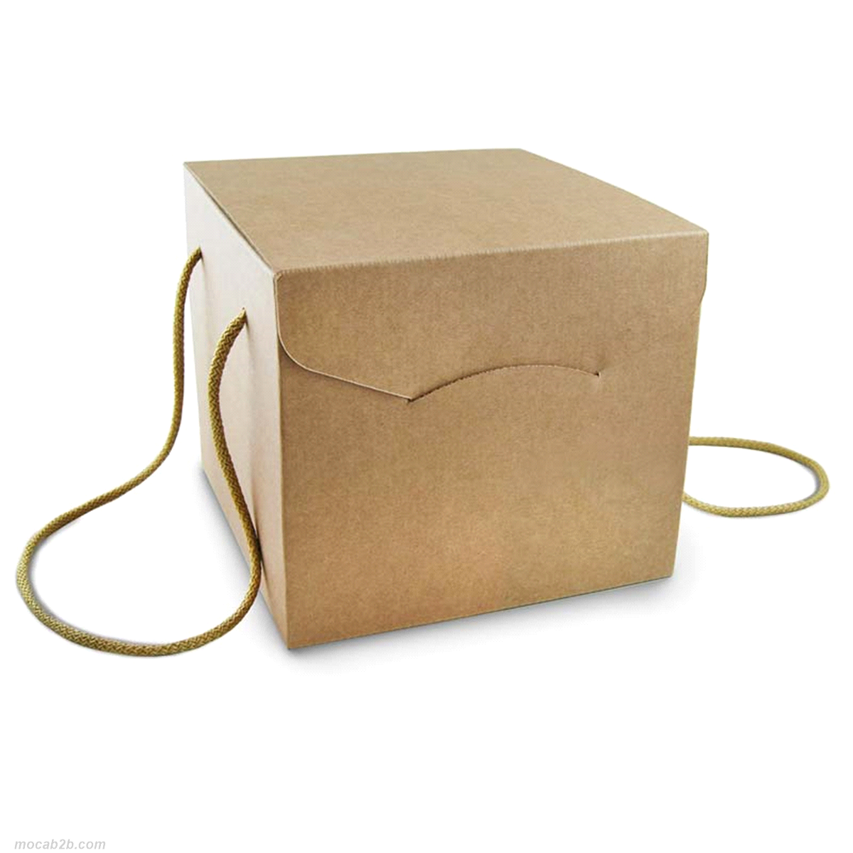 Scrigno portapanettone natural con cordini 20x20x18. 