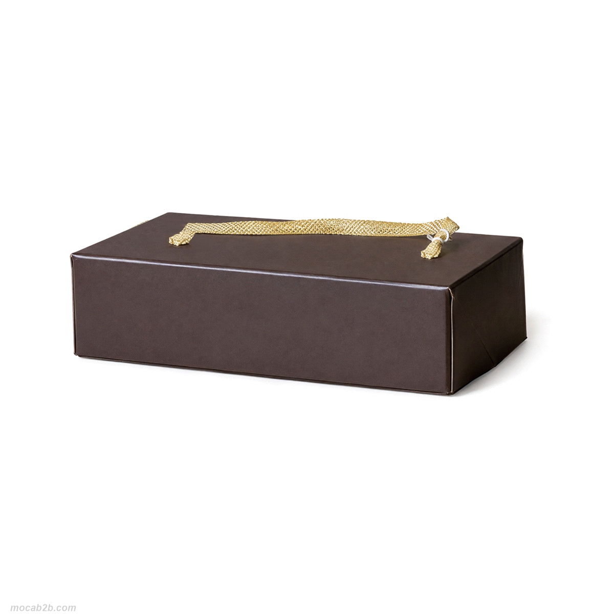 Porta paste 6 angoli in colore marrone plastificato opaco + retro oro plastificato con nastrino applicato di colore oro. 