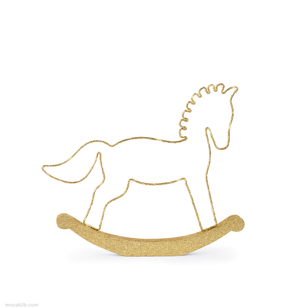 CAVALLINO A DONDOLO ORO CON LED 40x35 