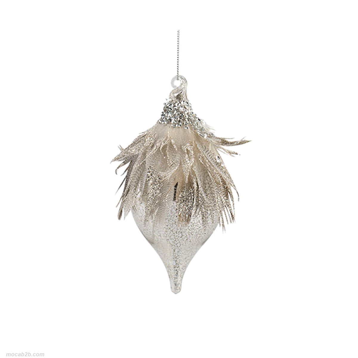 GOCCIA VETRO CON PIUME h.15,5 