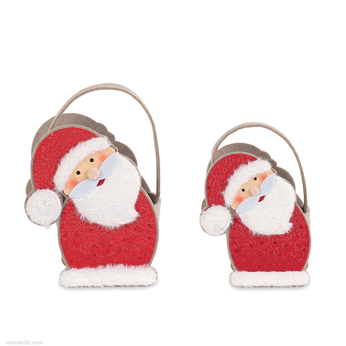 Set 2 bags Babbo Natale con manici, di colore rosso. Misure: 9,5x15,5/11,5x18,5 cm. 