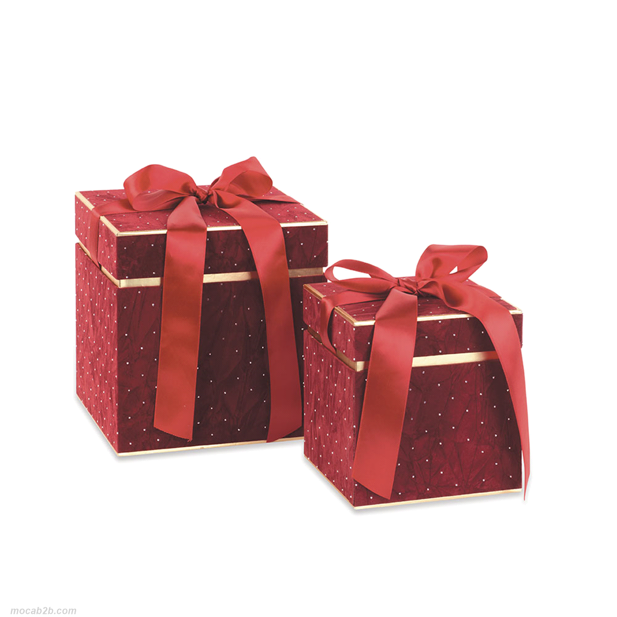 SET 2 SCATOLE VELLUTO BORDEAUX 16x16x17/21x21x22 