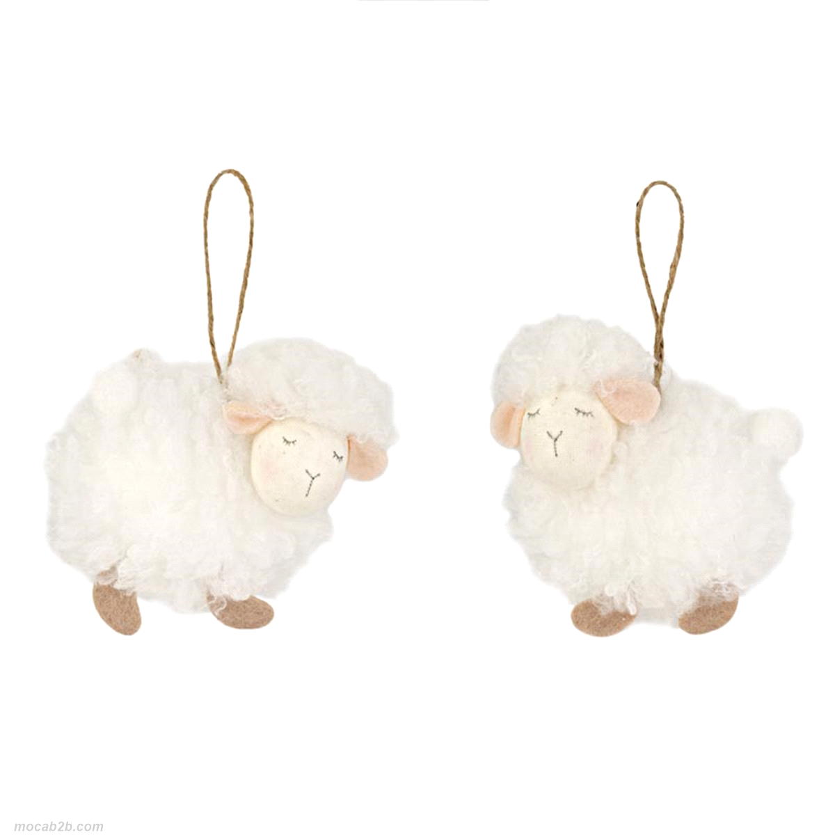 Pecorella bianca da appendere in due modelli assortiti. Altezza 9,5cm. 