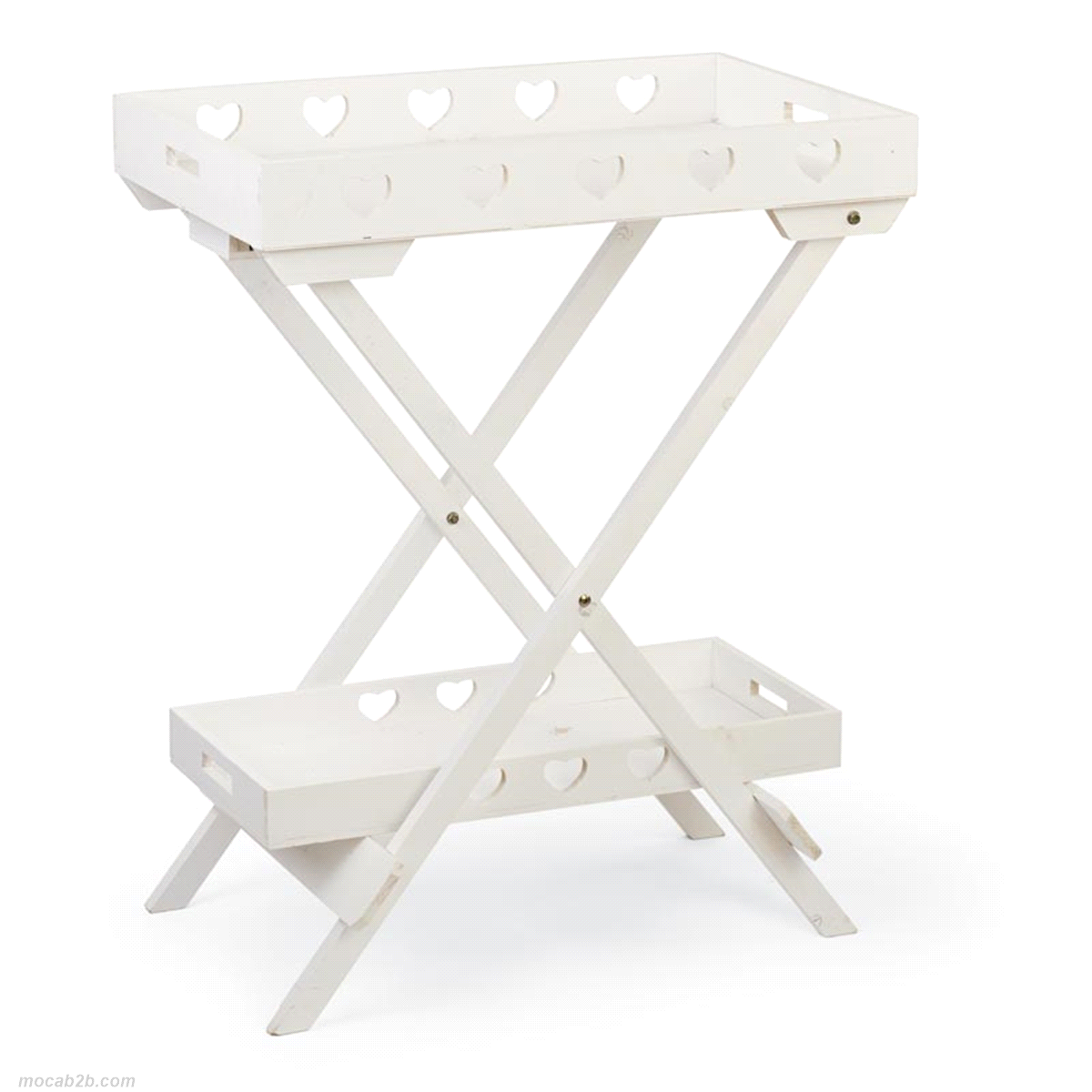 TAVOLO BIANCO 2 VASSOI CON CUORI 68x48x83 