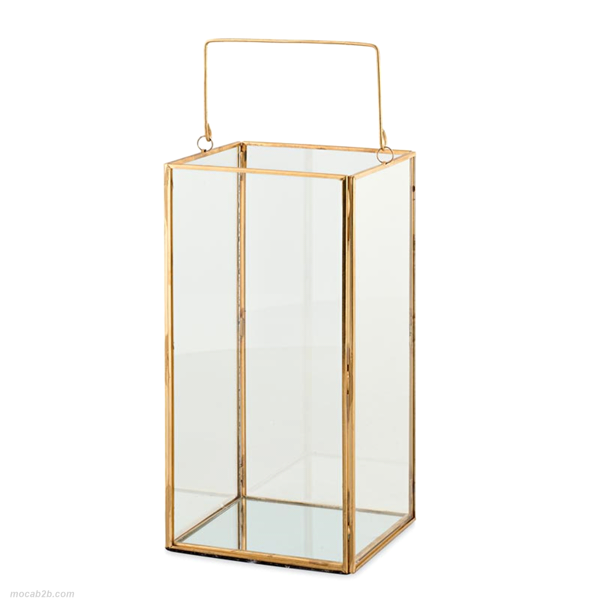 Lanterna metallo/vetro oro con manico 12x12 h23cm. 