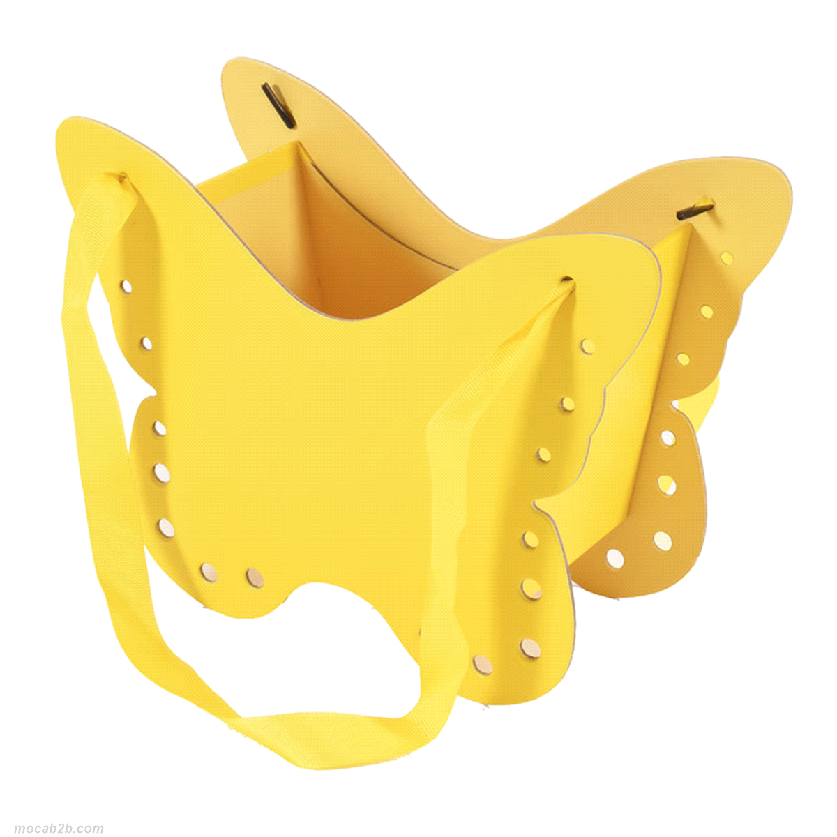 Borsa per fiori modello farfalla di colore giallo. Misure:24,5x10x18,5cm. 
