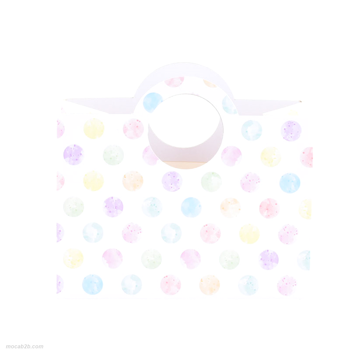 Borsa regalo bianco con punti colorati confezione da 6pz. Dimensioni: 22x13x3x10cm. 