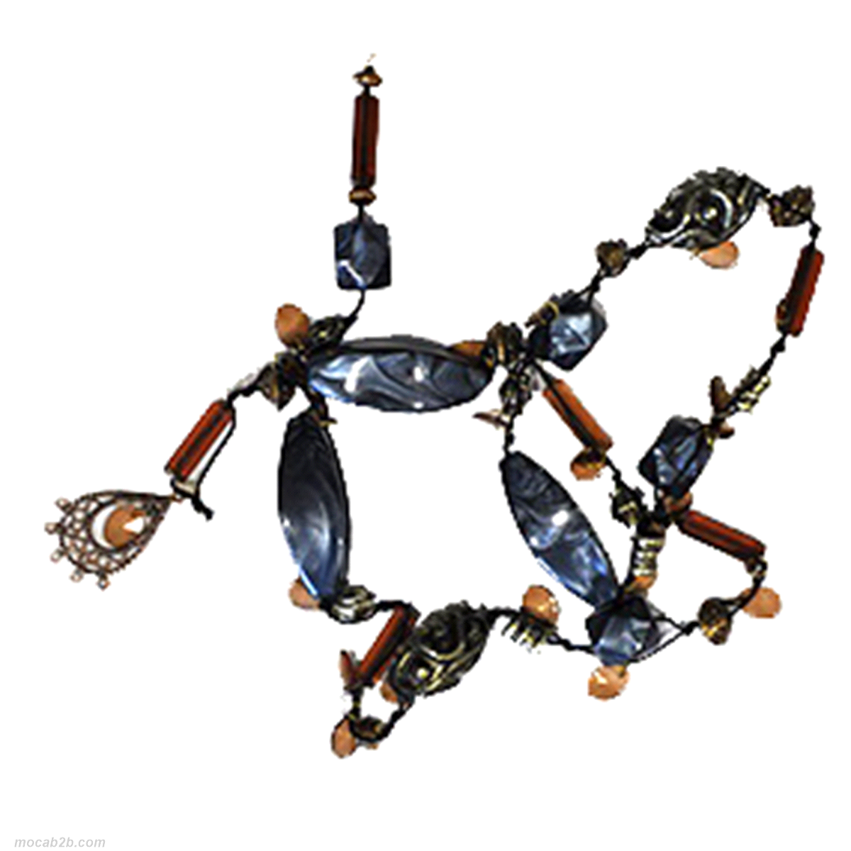 Ghirlanda con decorazione rame/blu 100cm. 