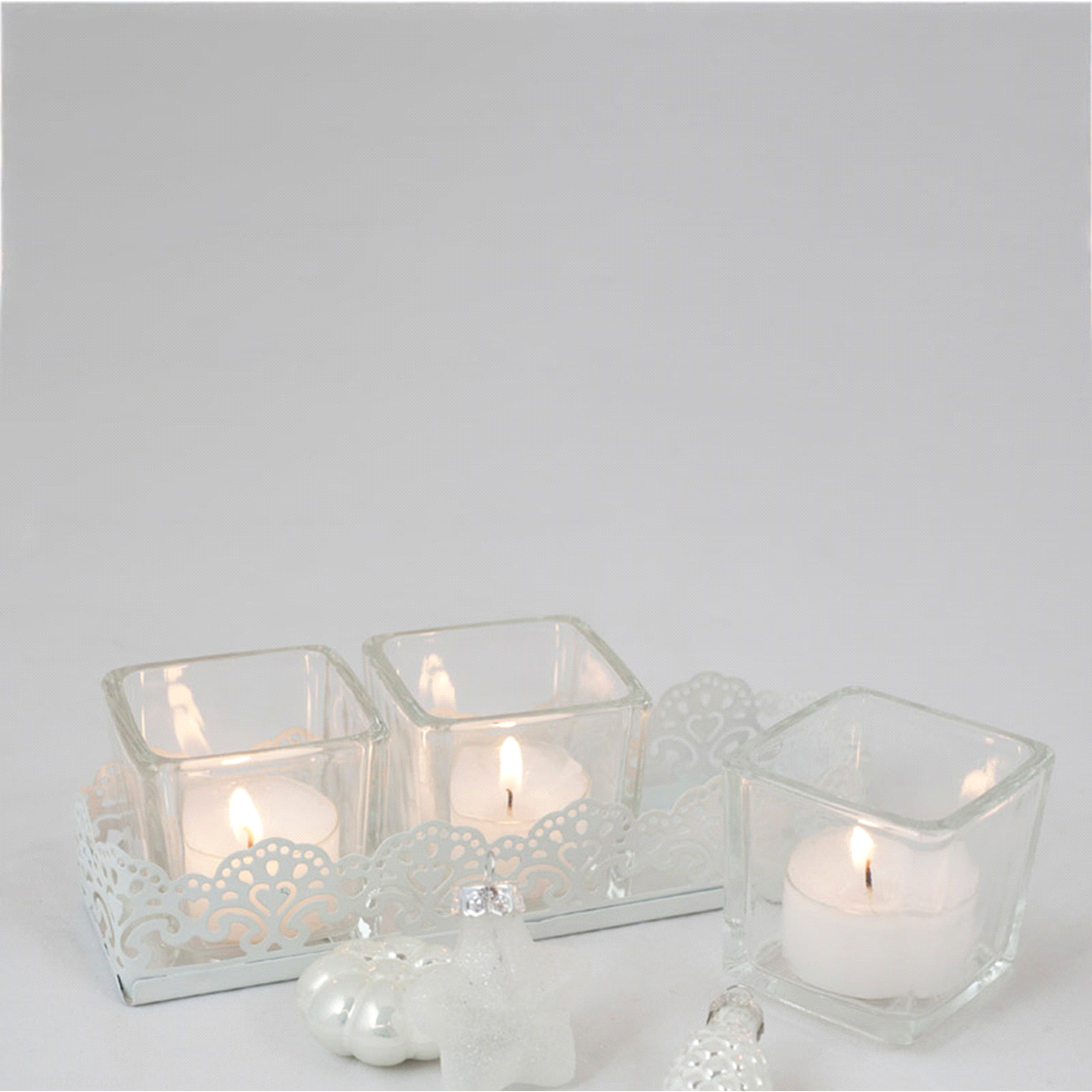 VASSOIO BIANCO MET.3 BICCHIERI17x5x3 