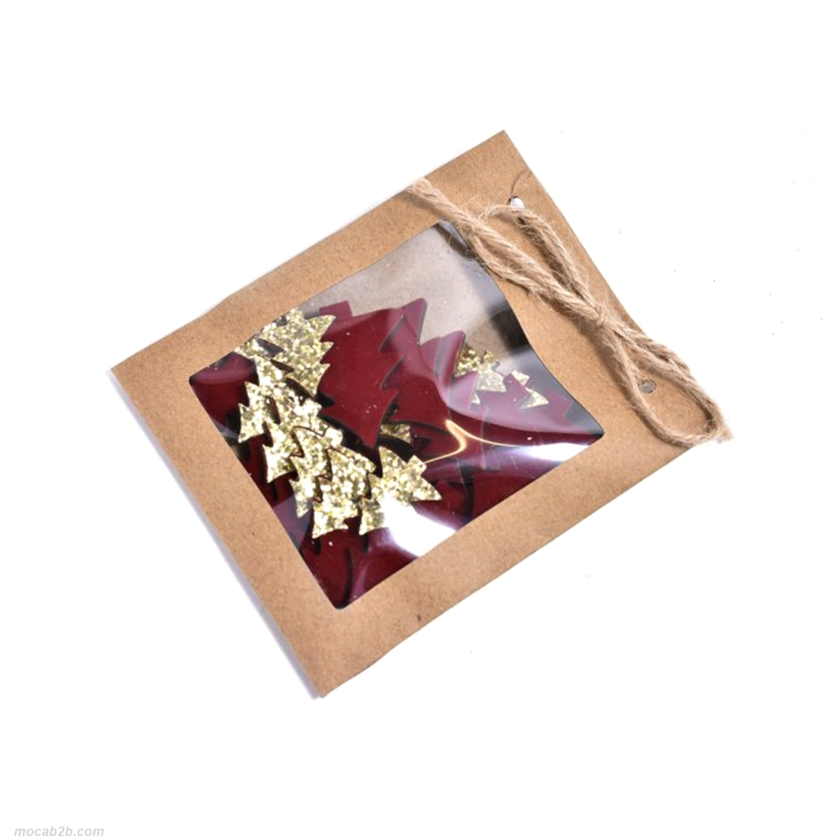 Albero di legno 12pz con veluto in sacchetto 4cm 