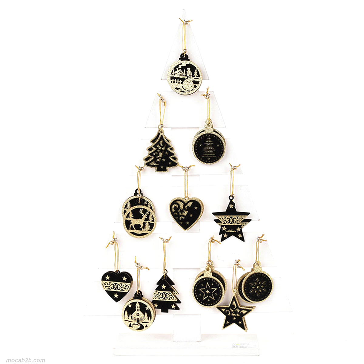 DECORAZIONE CHRISTMAS NERO/ORO LEGNO ASSORTITE 