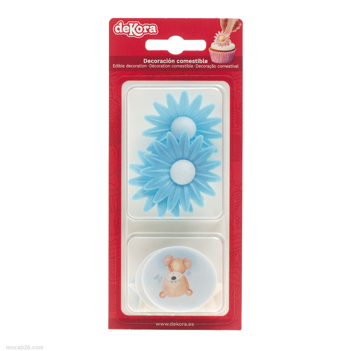 Blister assortito di cialde blu baby/marghertita/stella. Adatto ai vegetariani, Senza e171, Senza glutine, Senza lattosio, Senza proteine del latte, Senza zuccheri aggiunti. 