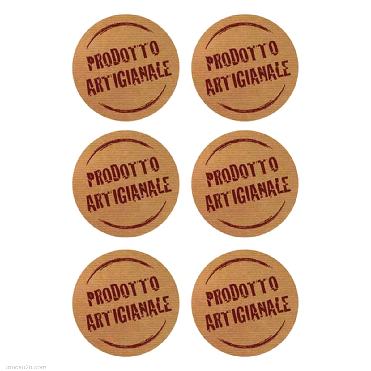 Etichette con scritto "prodotto artigianale" diametro 6 cm 