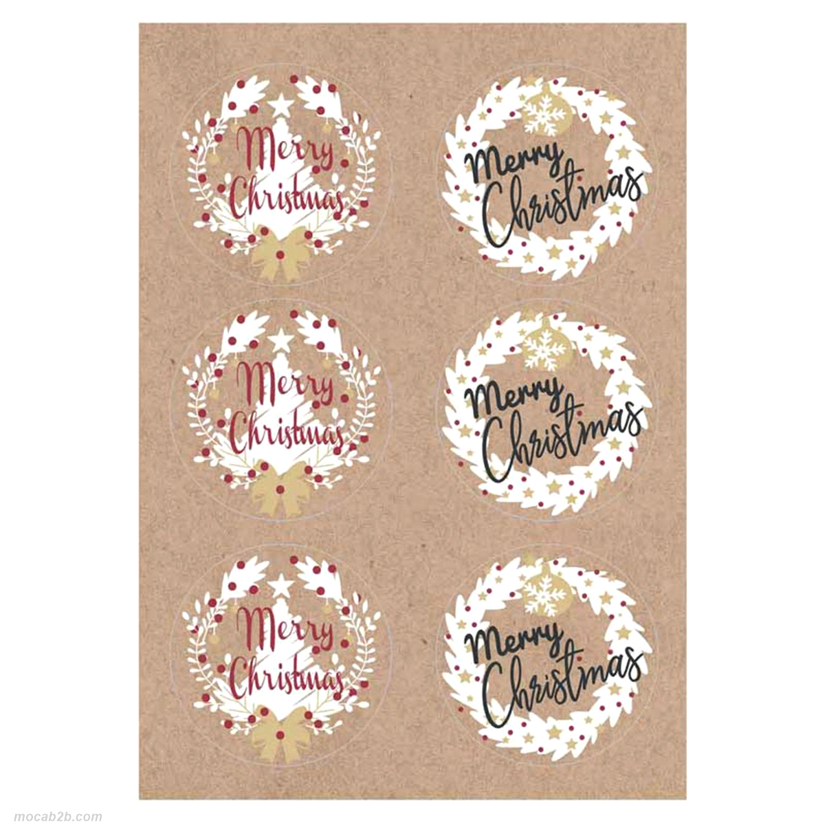 ETICHETTE MERRY XMAS KRAFT @6cmx60pz 