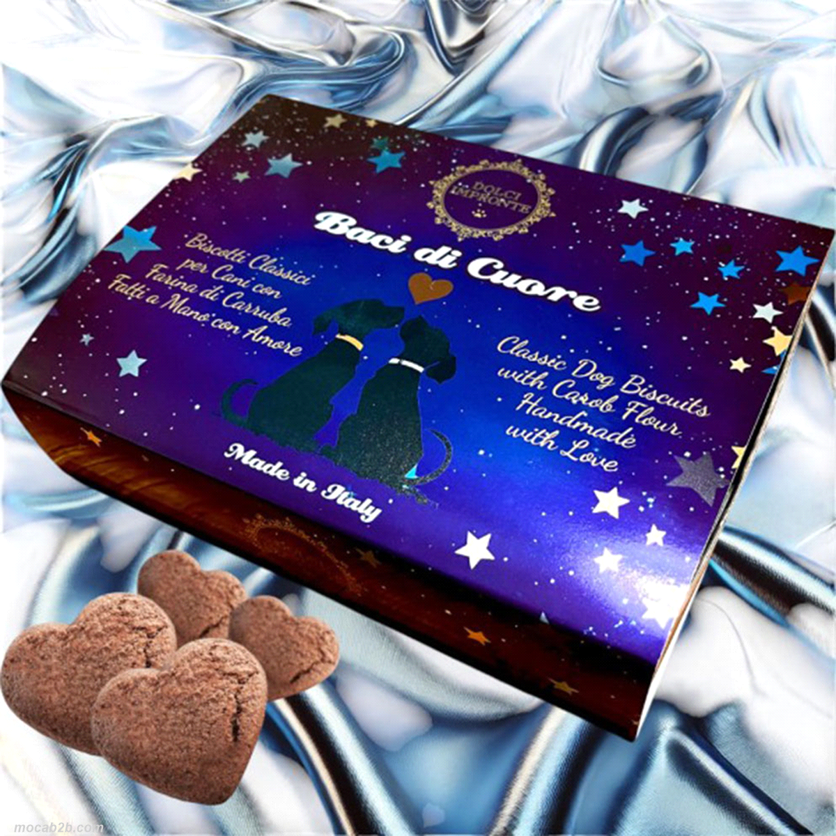 Scatola laminata con biscotti a forma di cuore, fatti a mano uno ad uno! Estrarre  il vassoio e servire all