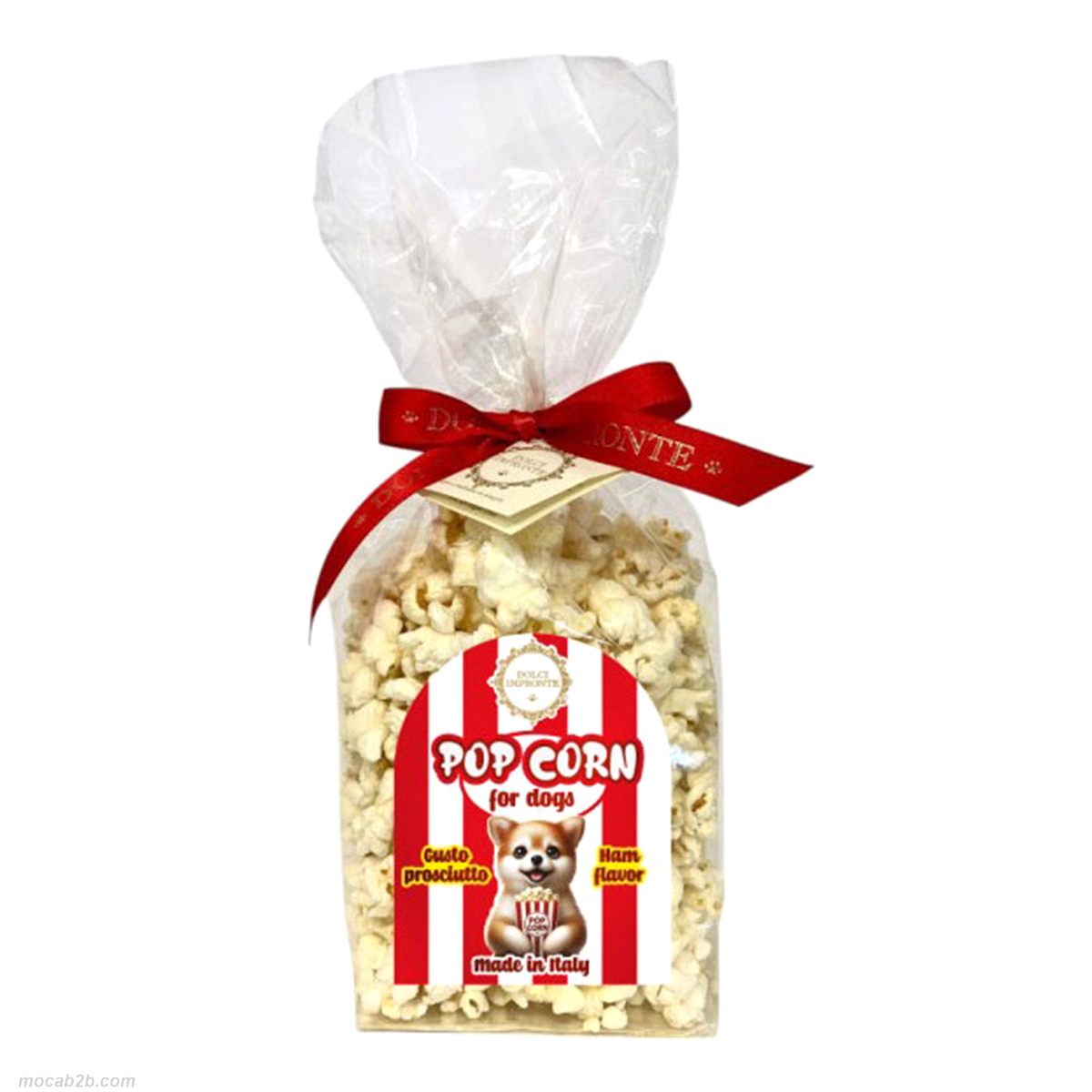 Pop corn per cani senza sale. Mais scoppiato con aria calda. additivi organolettici: aromatizzante. 