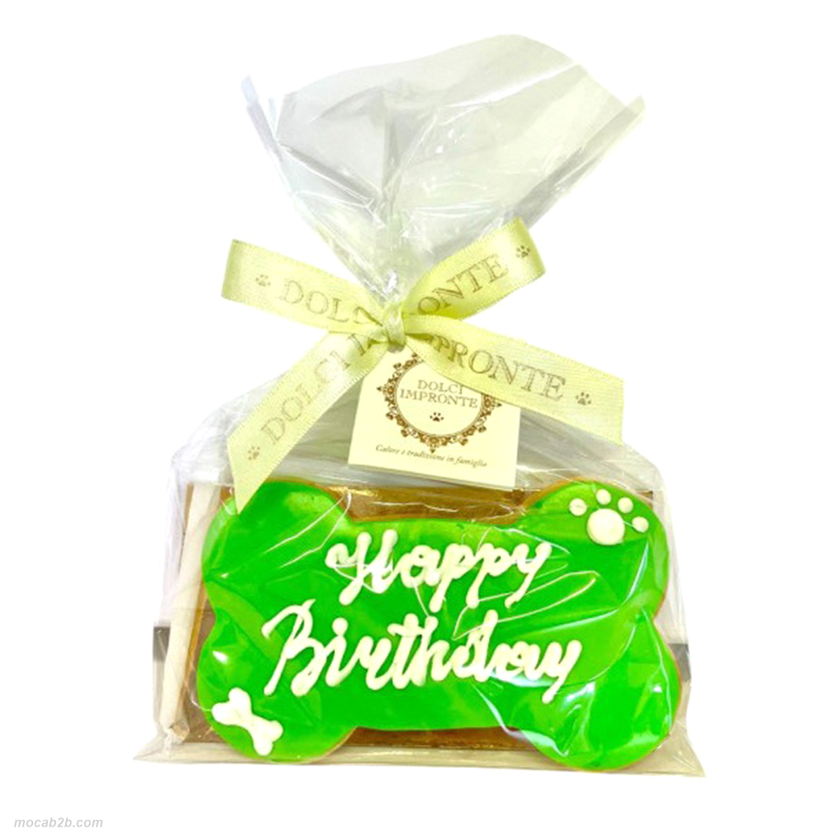 Biscotto in pasta frolla fatto a mano e decorato ad uno ad uno dai maestri pasticceri di Dolci Impronte. 