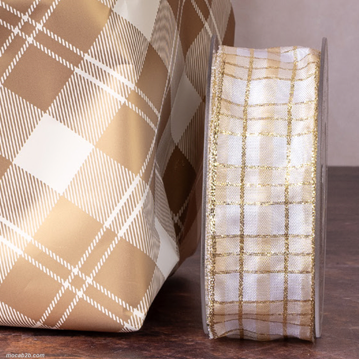 WEIHNACHTSKARO BEIGE/ORO 40mmx20mt 