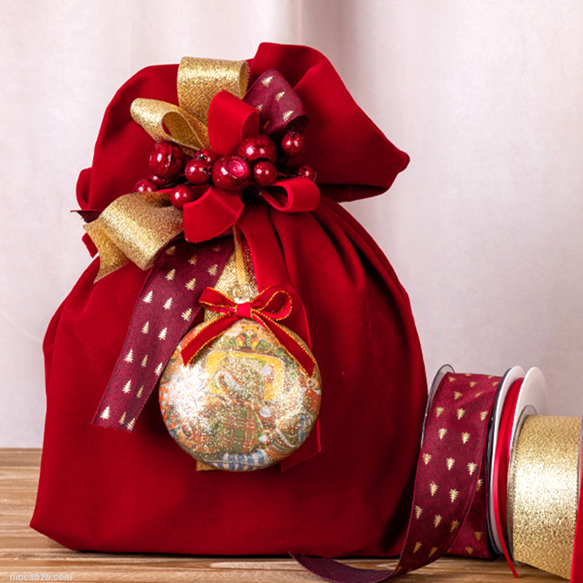 PORTAPANETTONE VELLUTO ROSSO SCURO 