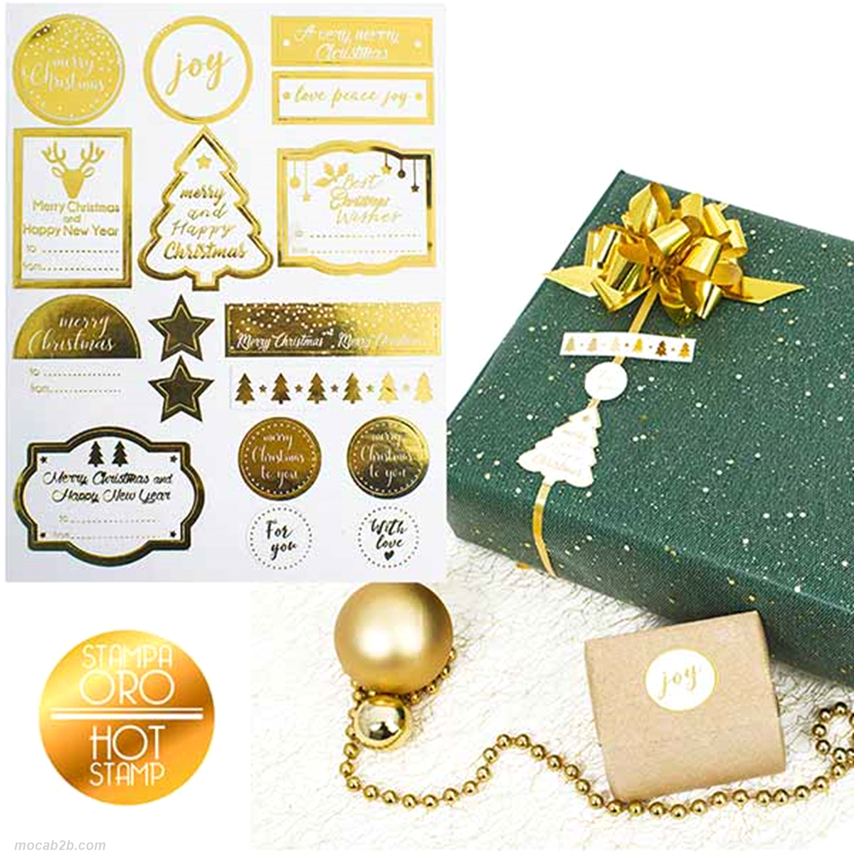 FOGLI ADESIVI XMAS GOLD x2pz 
