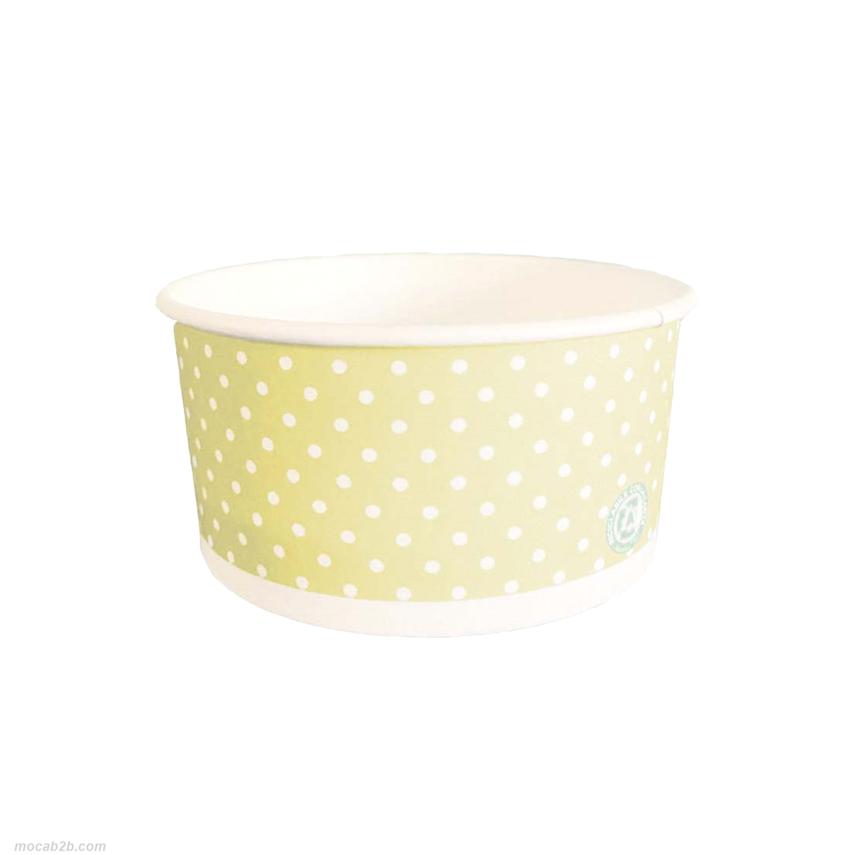 Coppette per il gelato in cartoncino gialle a pois bianchi OPACHE. capacità 160cc 