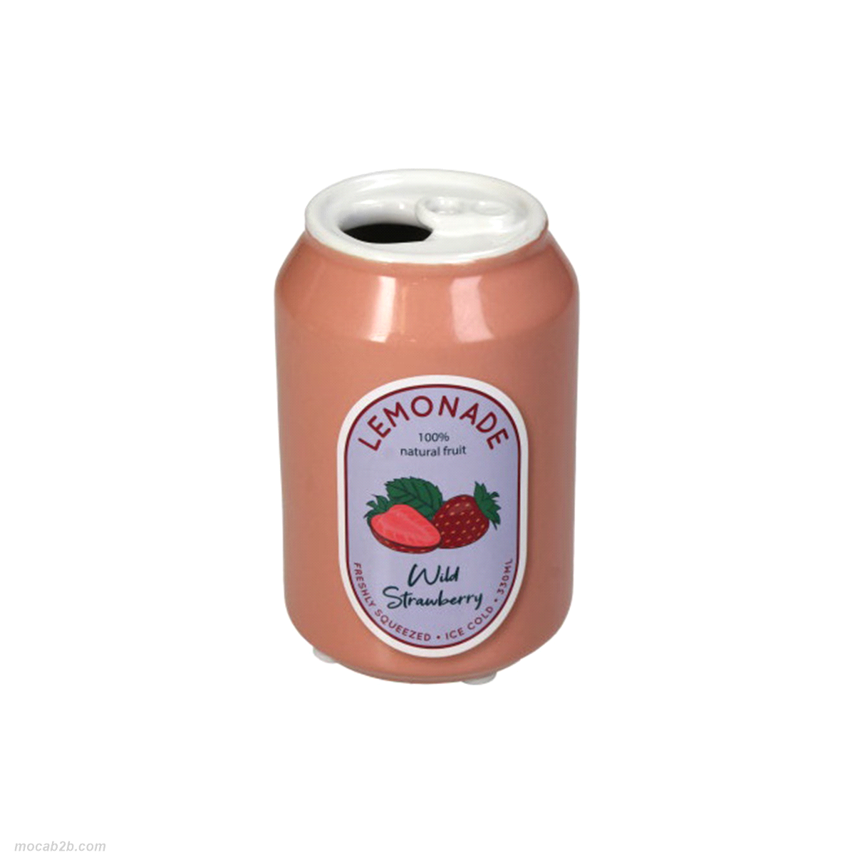 Vaso lattina lemonade con fragole in terracotta pregiata multicolor. Dimensioni: 7x7x11,3cm. 