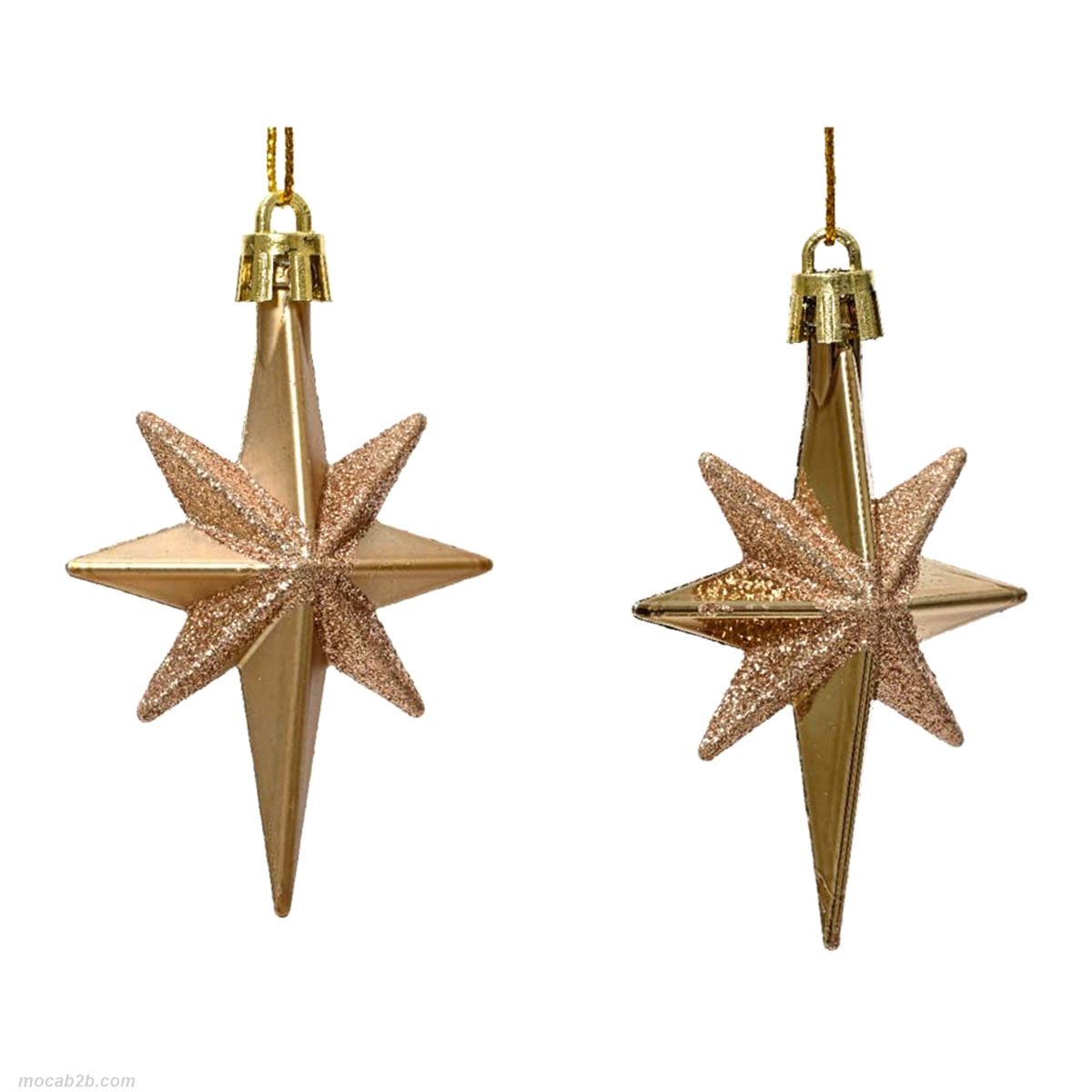 Stella marrone/zenzero assortita da appendere x 2 pezzi. 