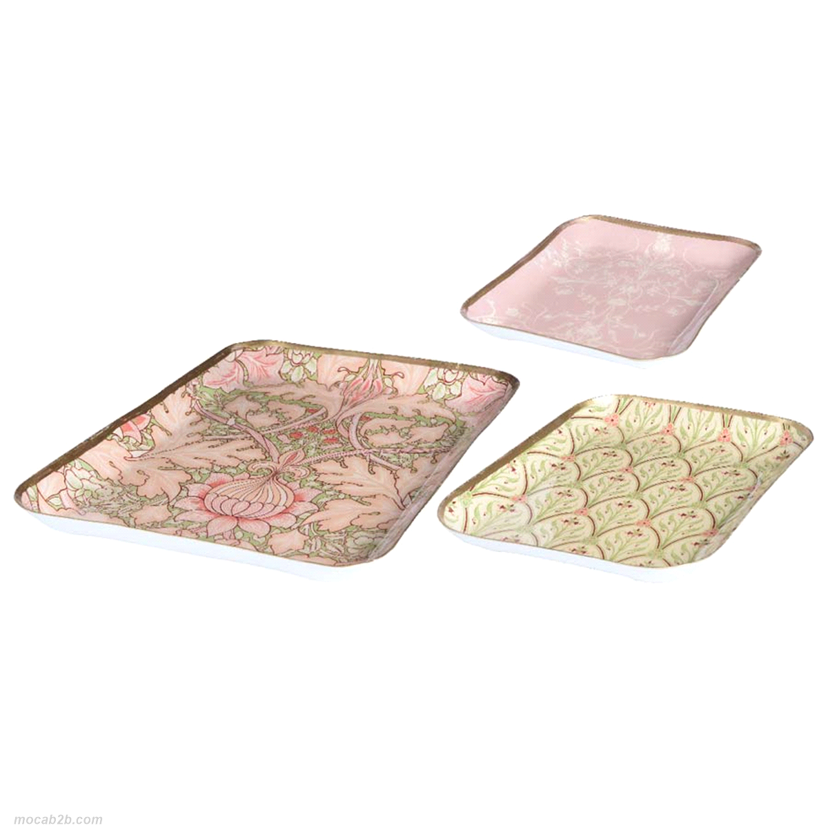 Vssoi decorativi rosa in metallo set x 3 pezzi. Misure: 15x11/30x21/21x15. 