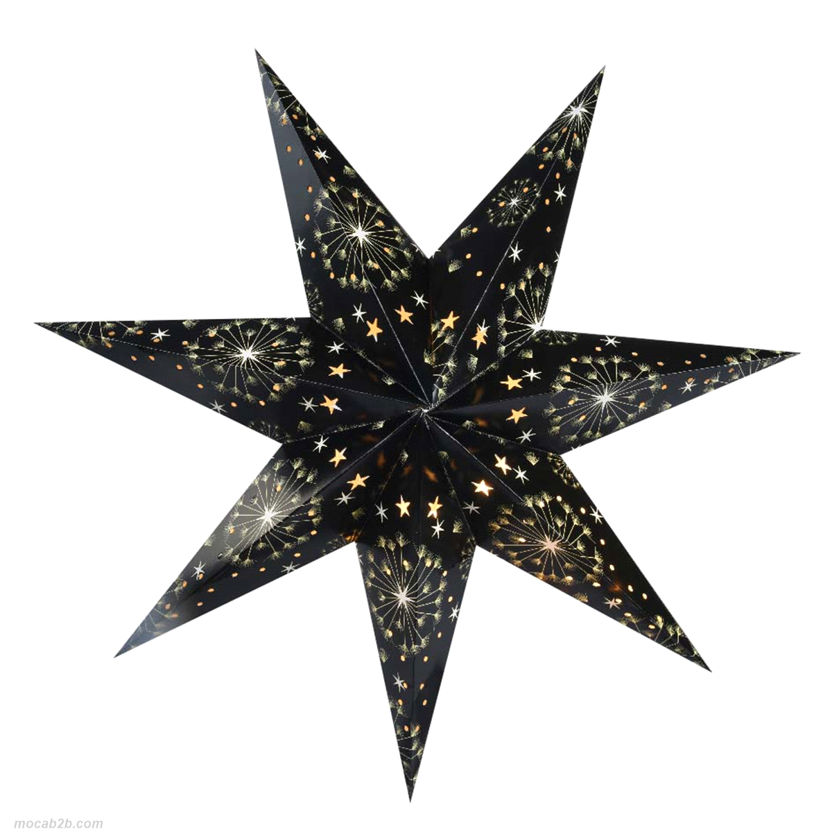 Stella nera di carta led bianco caldo da interno. Misure: 17x60 h.60cm. 