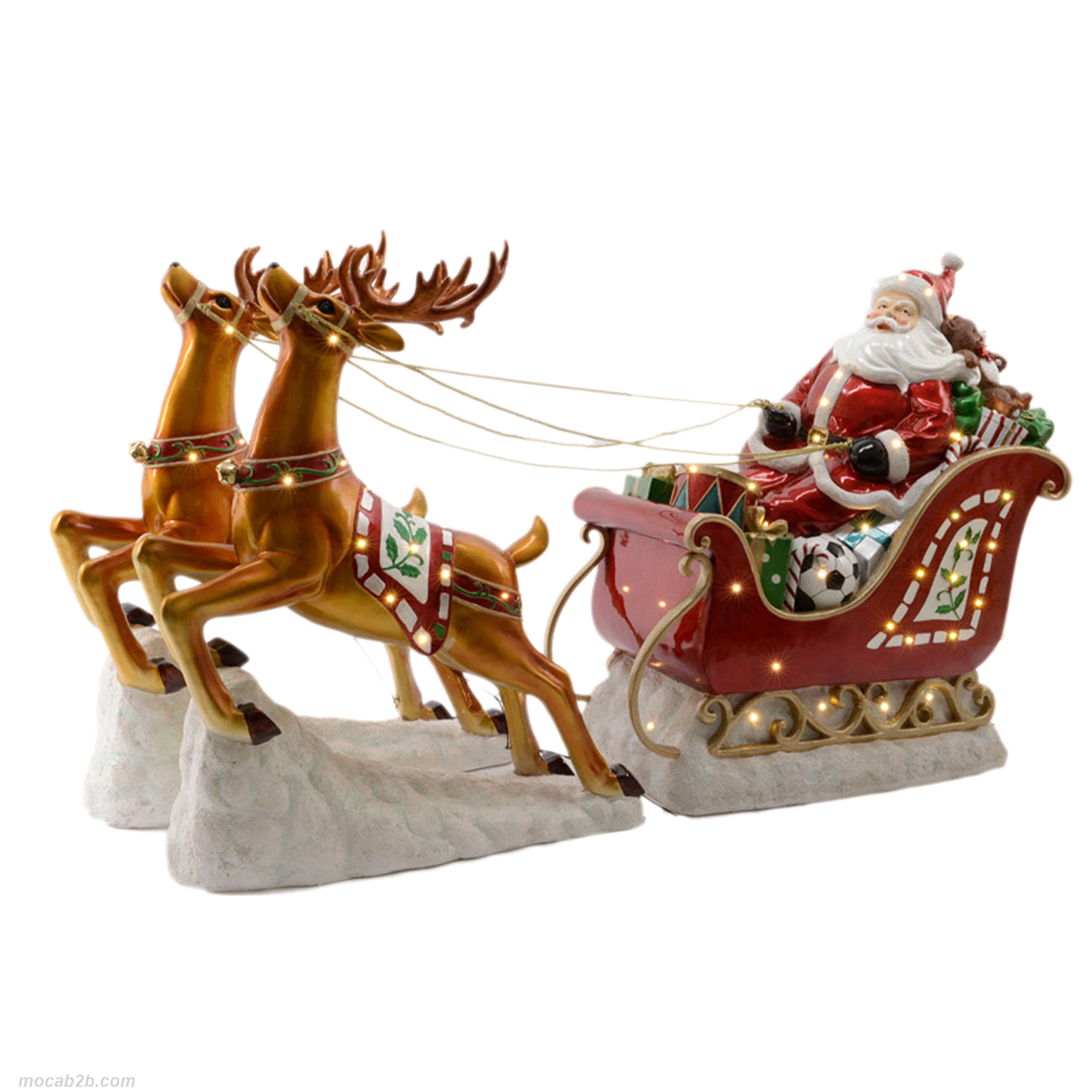 SLITTA BABBO NATALE CON RENNE LED 