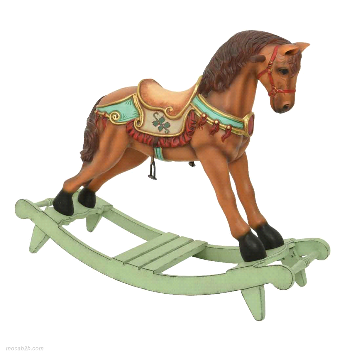 Cavallo a dondolo marrone in polifibre. Misure: 104,14x35,56 h. 79,69cm. 