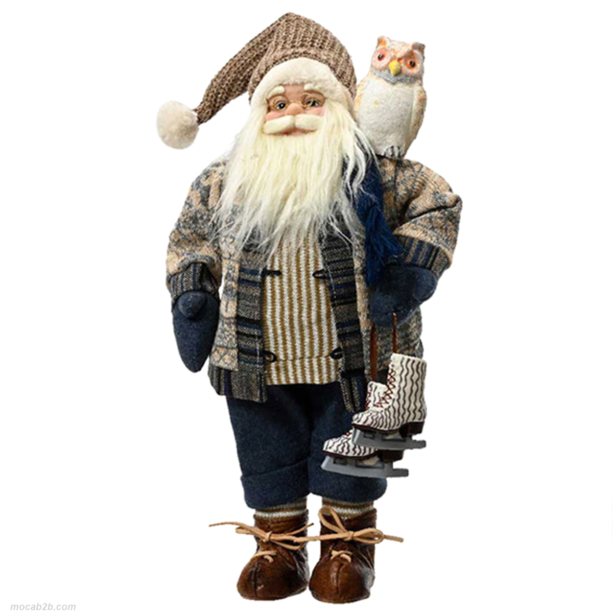 Babbo Natale blu notte con scoiattolo e pattini. Misure: 8x15h. 30cm. 