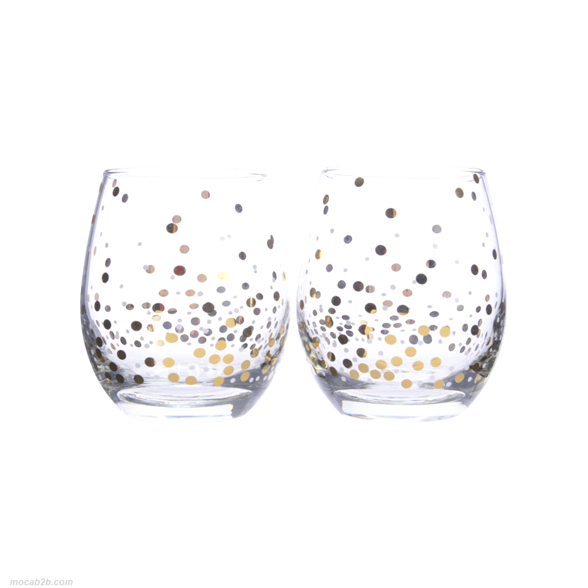 BICCHIERI POIS ORO VETRO@7,4x9,8x2pz 