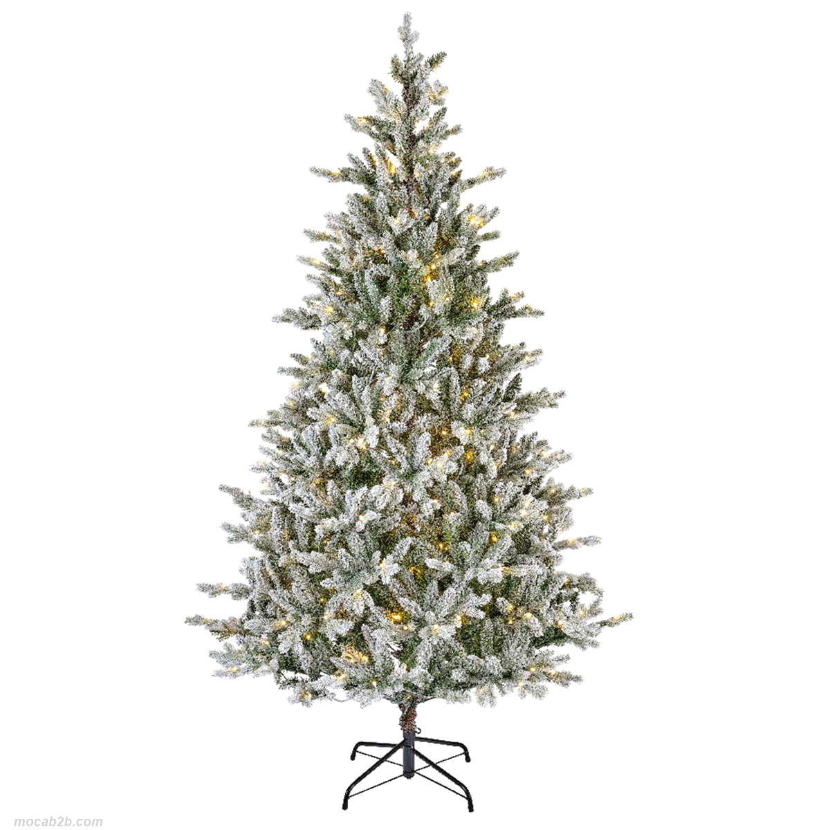 Abete Allison innevato con led bianco caldo da interno. Misure: diametro 112cm. h. 180cm. 