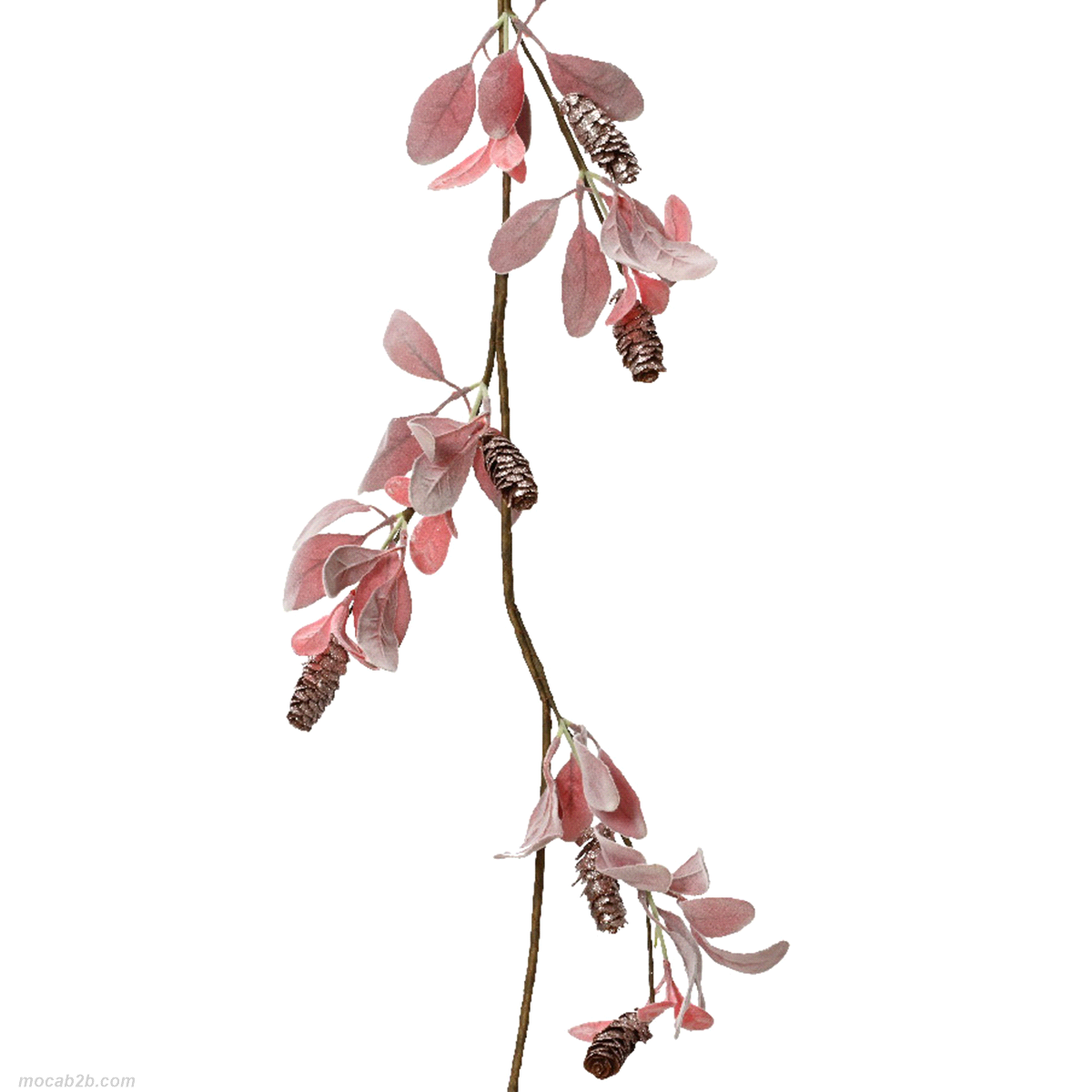 Ghirlanda con foglie rosa e pigne. Misure: 8x3 h. 130cm. 