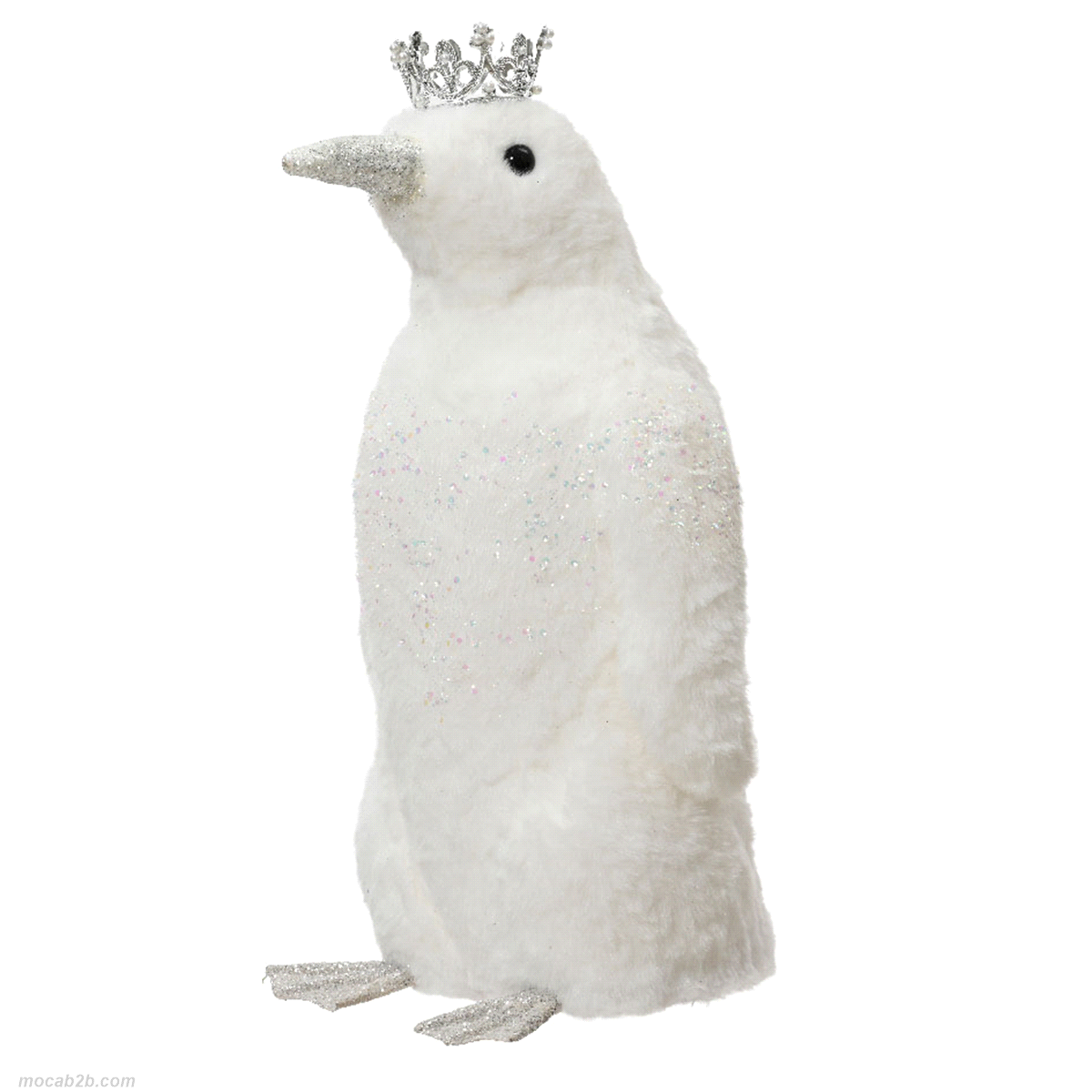 PINGUINO BIANCO CON CORONA SCINTILLANTE h.47 