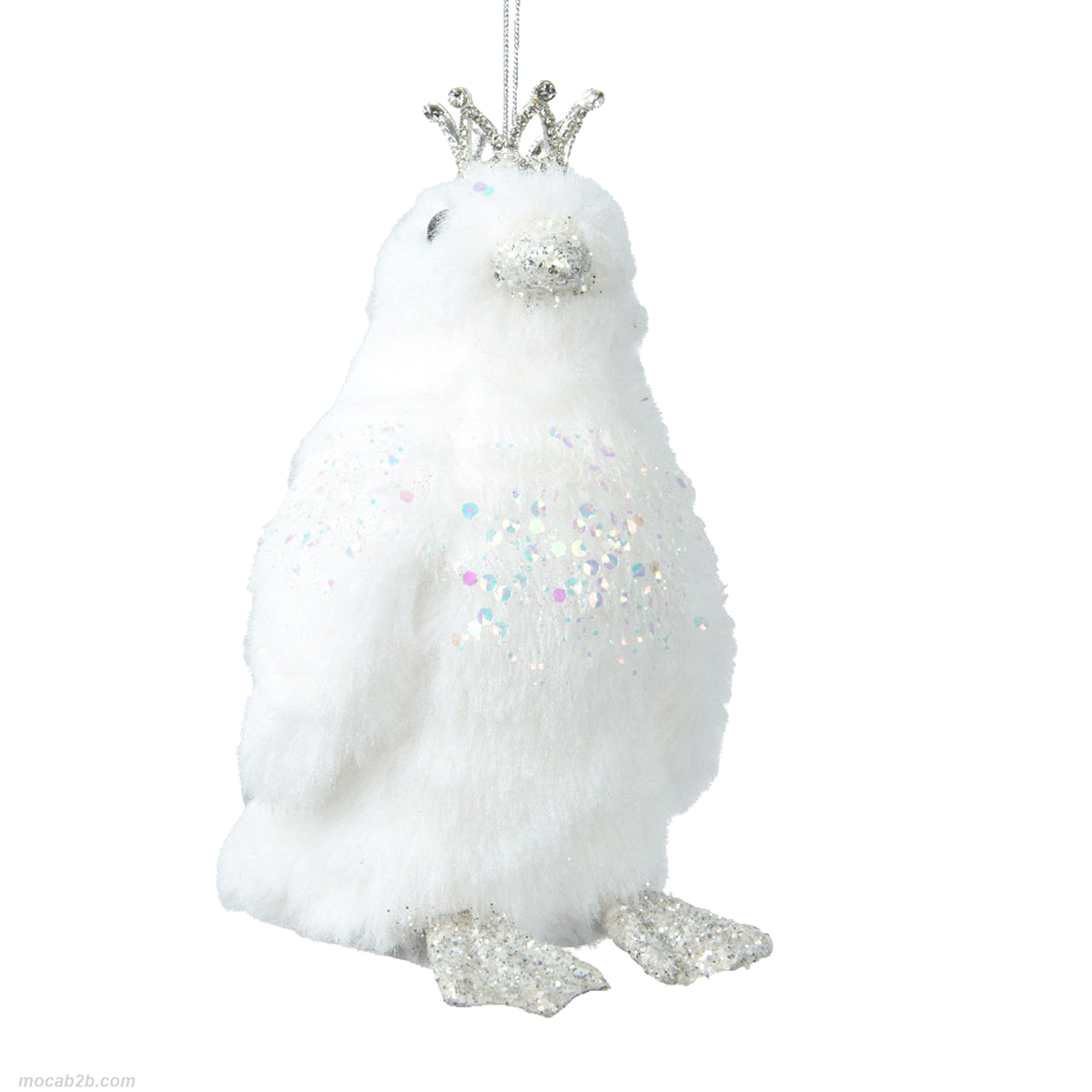 PINGUINO BIANCO CON CORONA SCINTILLANTE h.17 