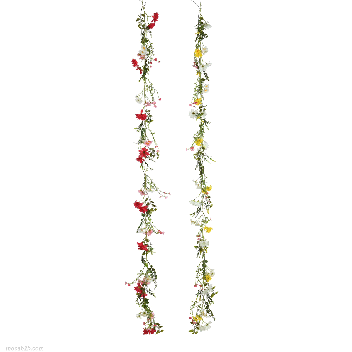 Ghirlanda presentazione crisantemi in polyester in due colori assortiti. Misure: 16x6 h. 180cm. 