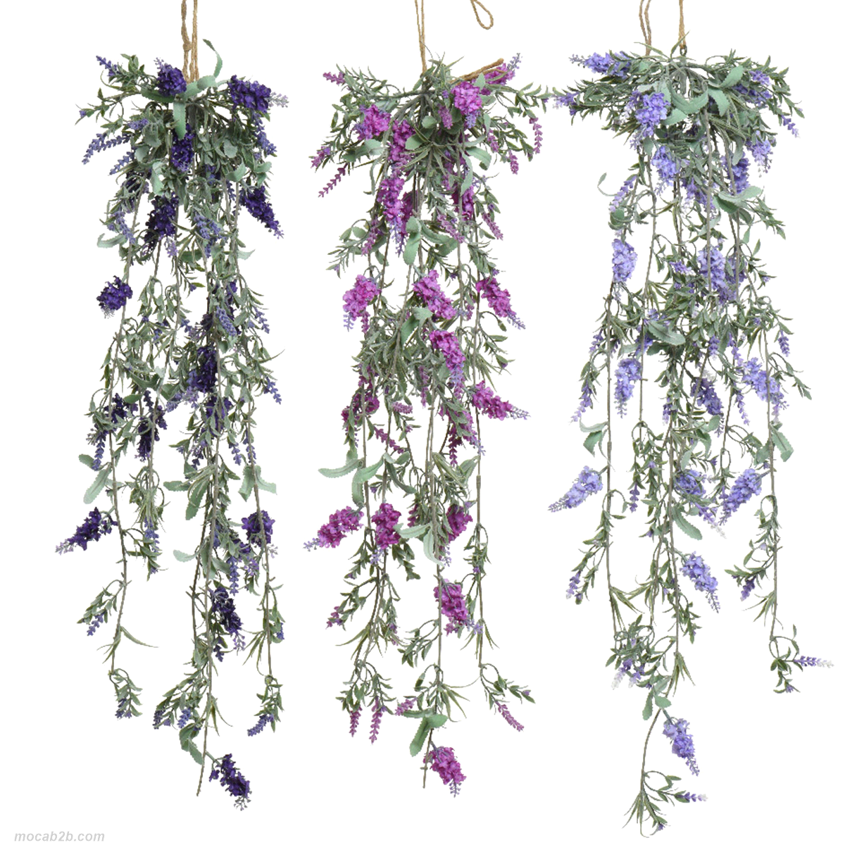 Lavanda decorativa da appendere in polyester in tre colori assortiti blu, porpora e lilla. Misure:80x10x10cm. 